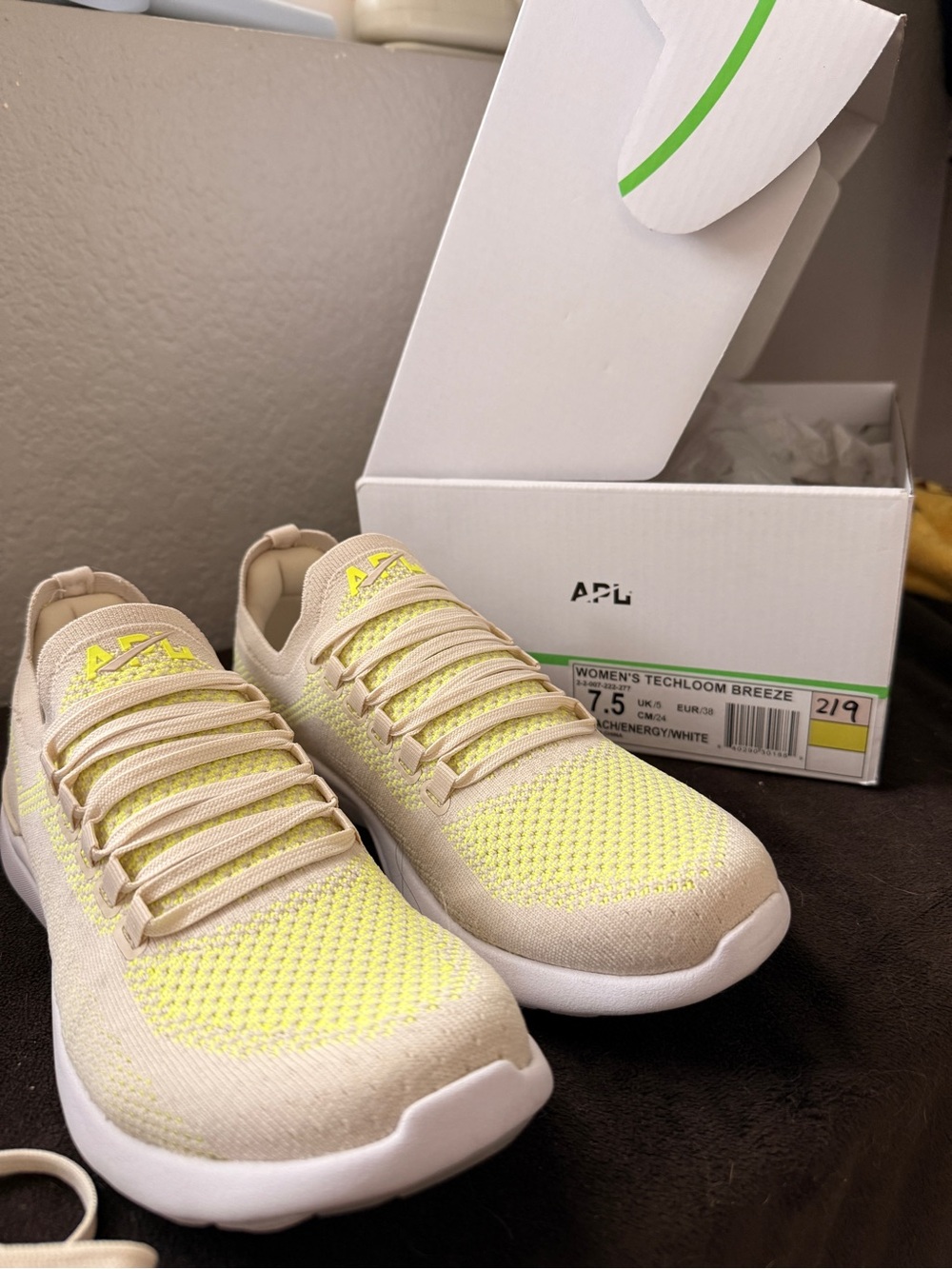 APL Women's Techloom Breeze Knit Sneakers in Cream and Neon Yellow